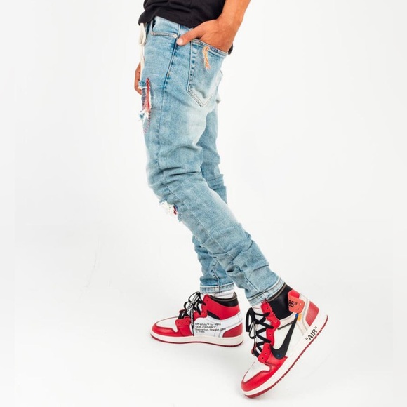 THRT DENIM MASHUP (MASHUP) BLUE SKINNY JEANS - Picture 3 of 5